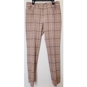 Plaid (Window Pane) Beige Straight Leg Pants